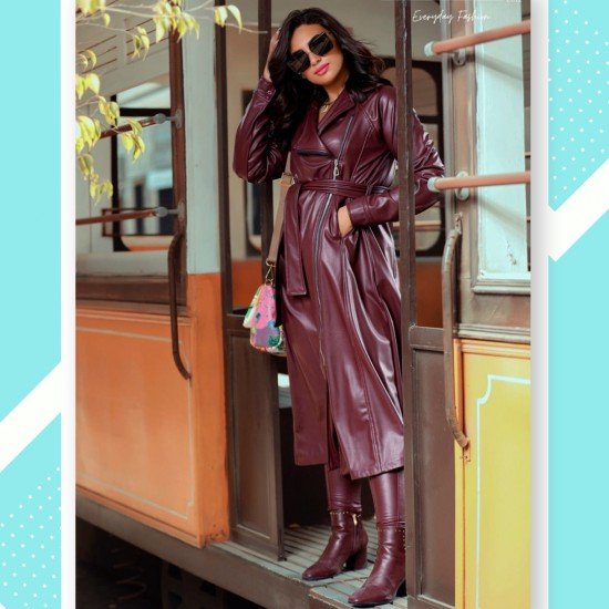 The Dress | Quilted Leather Jacket - Burgundy
