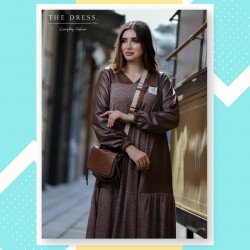 The Dress | barsh wool dress with quilted leather - brown