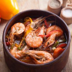 EL Menshawy Fishes  _  Casserole shrimps - red/white sauce